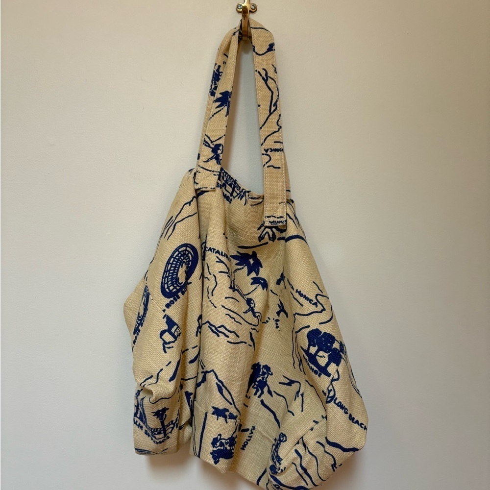 NWOT Urban Outfitters East-West Printed Jute Tote - Picture 10 of 13